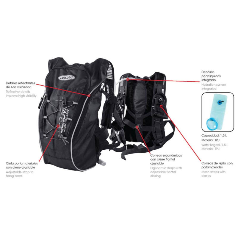 Mochila hidratación HYDRO PRO 15L + BOLSA 1,5L - JOLUVI