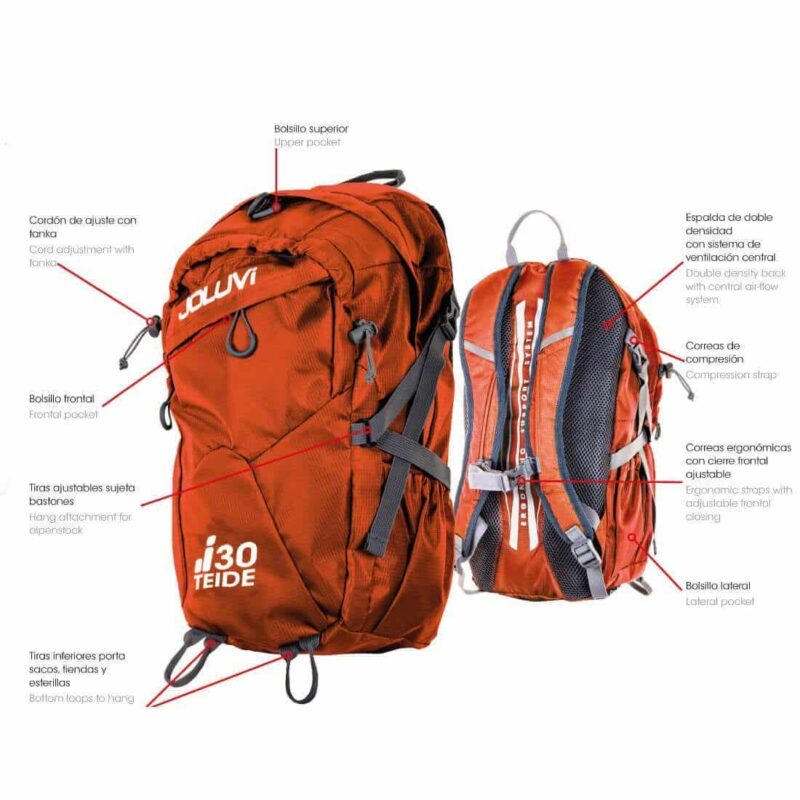 MOCHILA HIKING Teide 30L Unisex NEGRO- JOLUVI