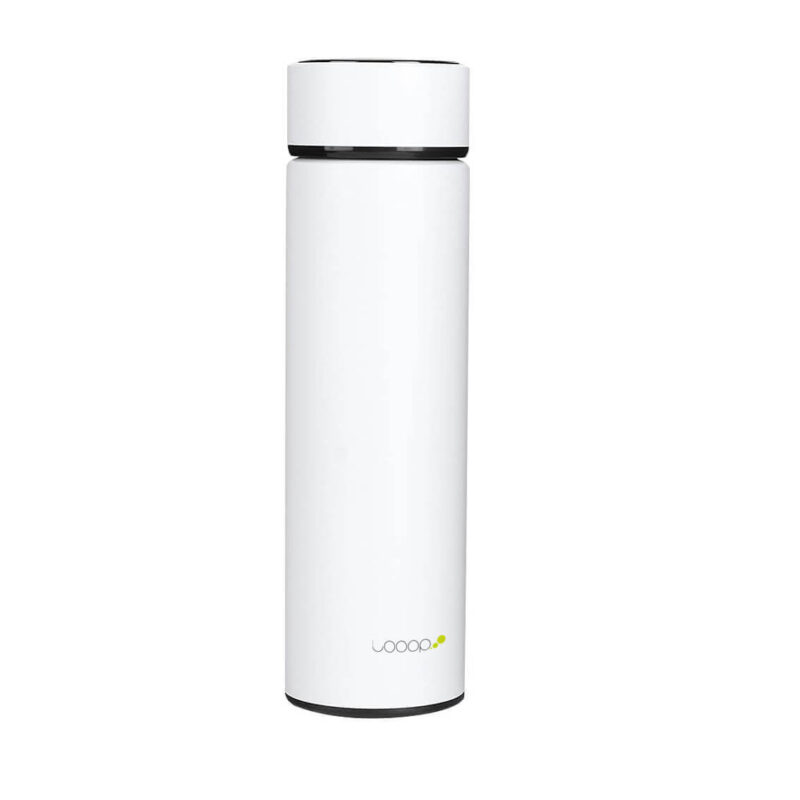 Botella Térmica Inteligente con Pantalla de Temperatura, Aislada, LED 500ml Blanco